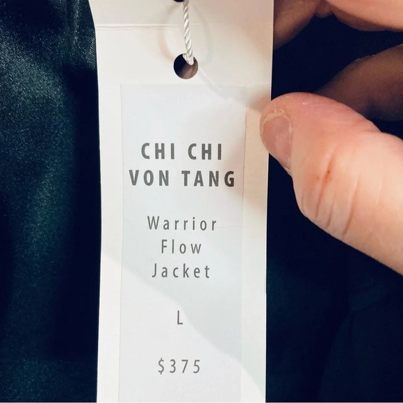 CHI CHI VON TANG Sz L  Warrior Flow Jacket 100% Silk Lined Sheer Panels Blazer - Picture 8 of 14